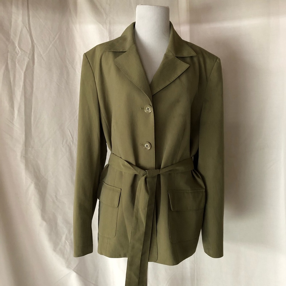 Olive Green Jacket Blazer Size 18 1X Suit Studio Trench style